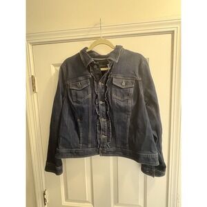 Talbots  Blue Jean  Women's Jacket  Ruffle  Size XL Button Up